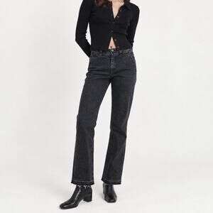 Agnes b. Paris Straight-cut Cotton Trouser Pant Charcoal black sz 36FR